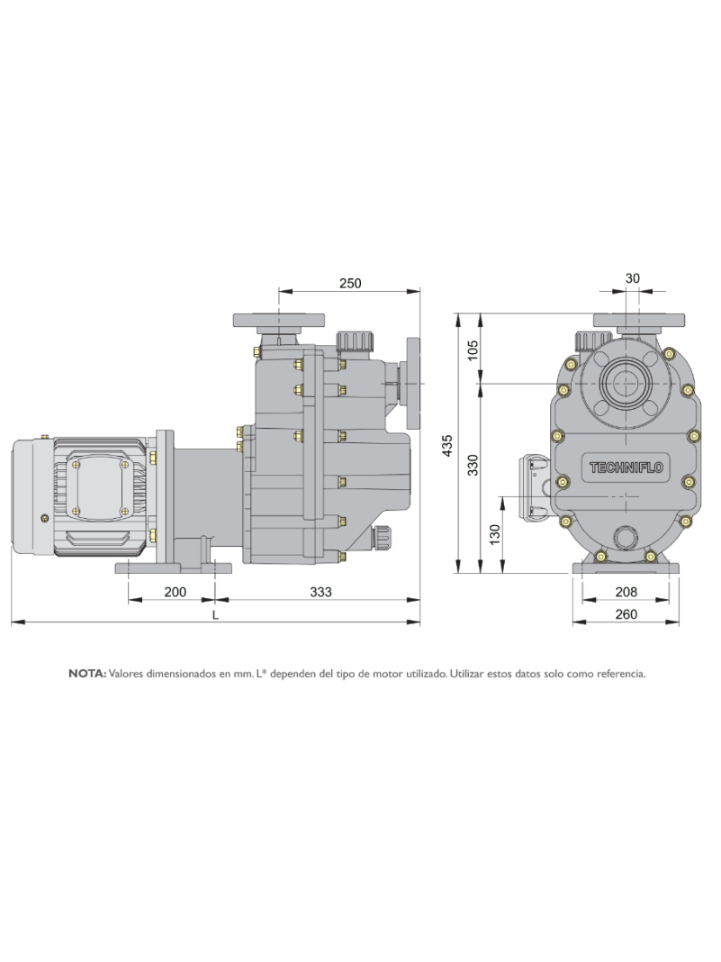 Bomba Industrial Techniflo 405PW/PW-F para aplicaciones en la industria química