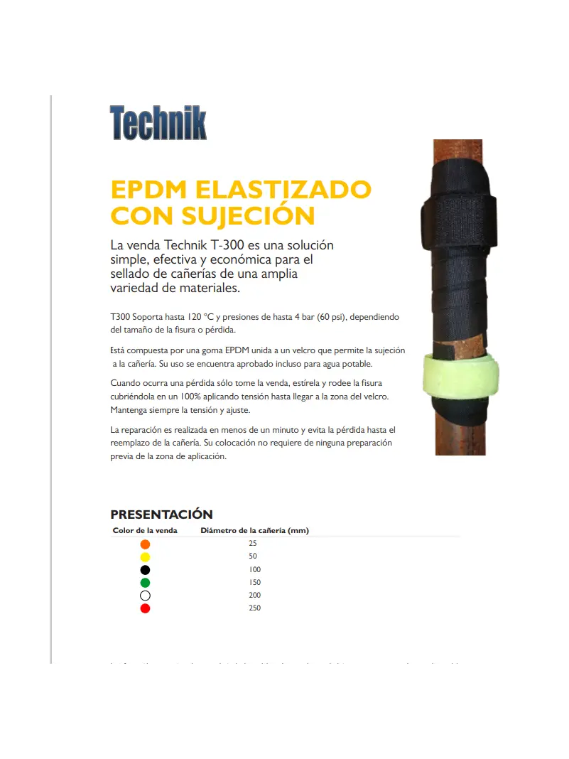 Venda technik de reparacion de cañerias industriales t300