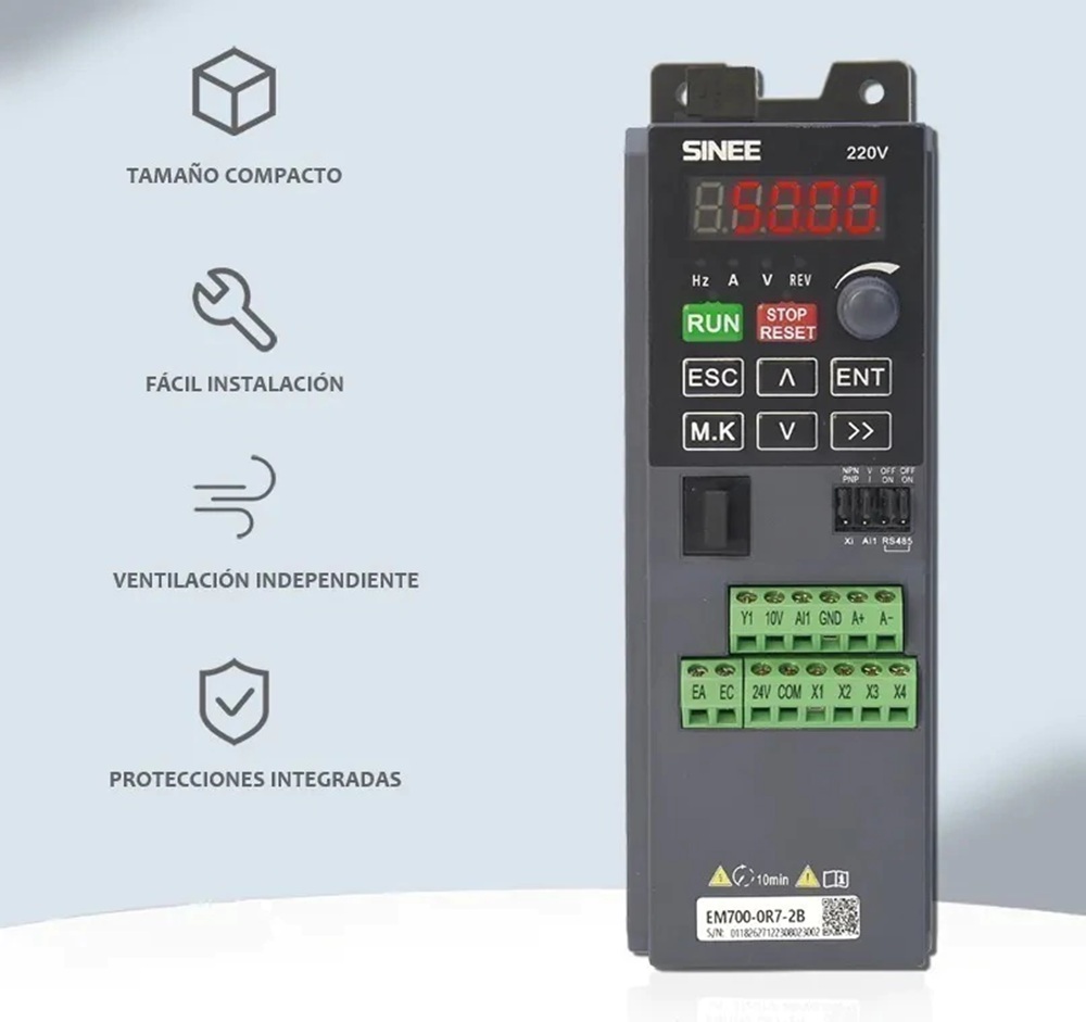 Protección para trabajo en seco - Variador de frecuencia EM700 Trifásico - Imagen 2